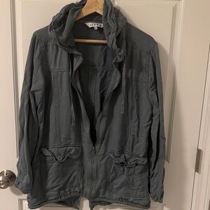 Serra Blue/Charcoal Hooded Lightweight Jacket